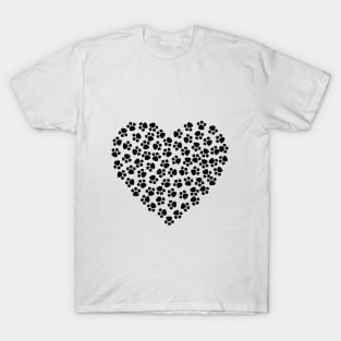 Dog Footprint Heart T-Shirt